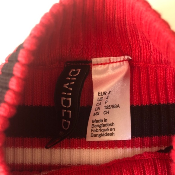 NWOT, Striped, Ribbed Sweater, Red, White & Black - Picture 4 of 8